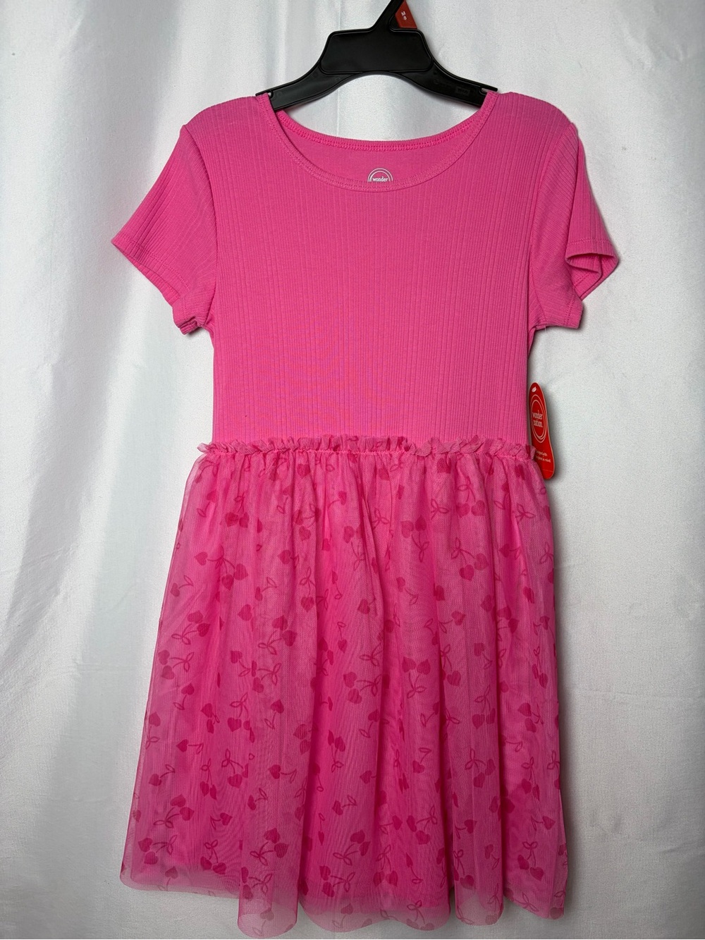 Girls' Pink Short Sleeve Tulle Skirt Dress